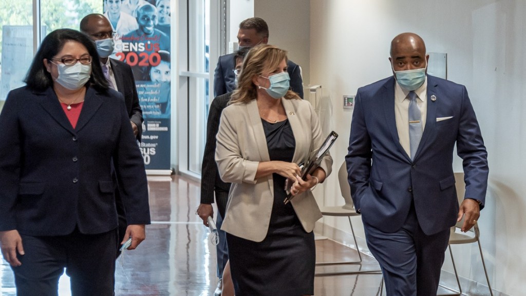 employees entering a medical center