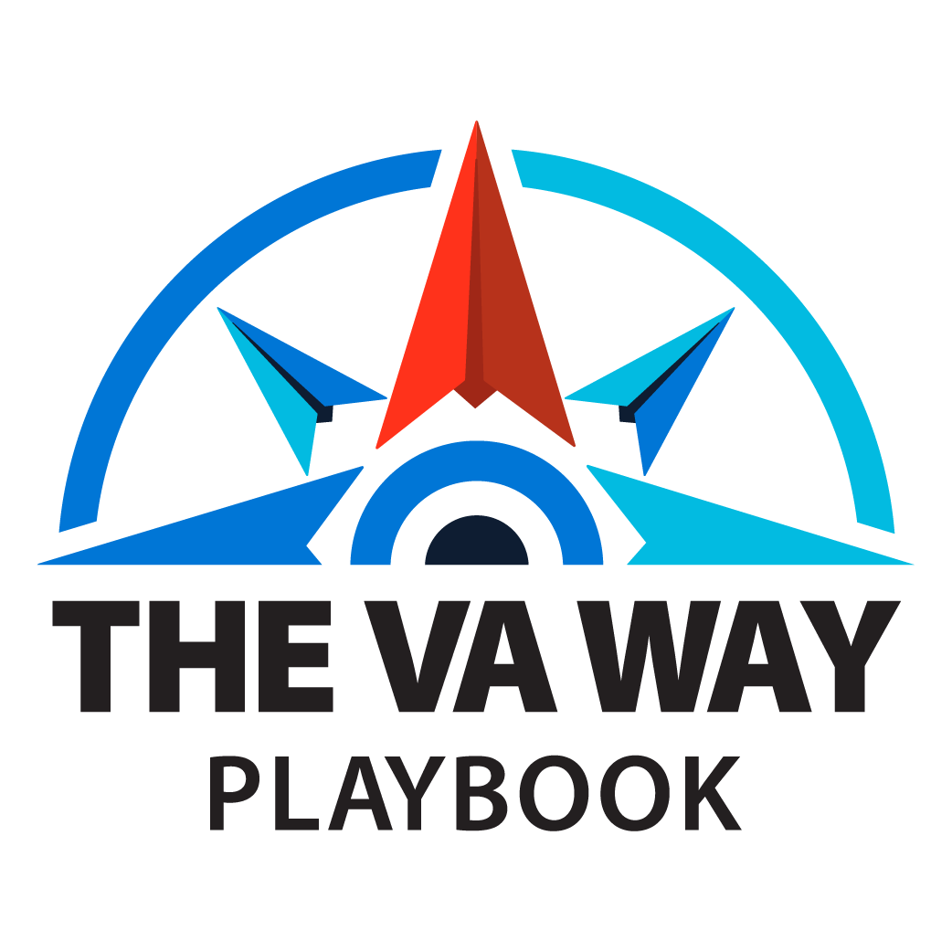 Half of a compass and underneath it says The VA Way Playbook