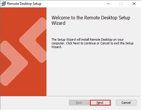 screenshot of the Remote Desktop Setup