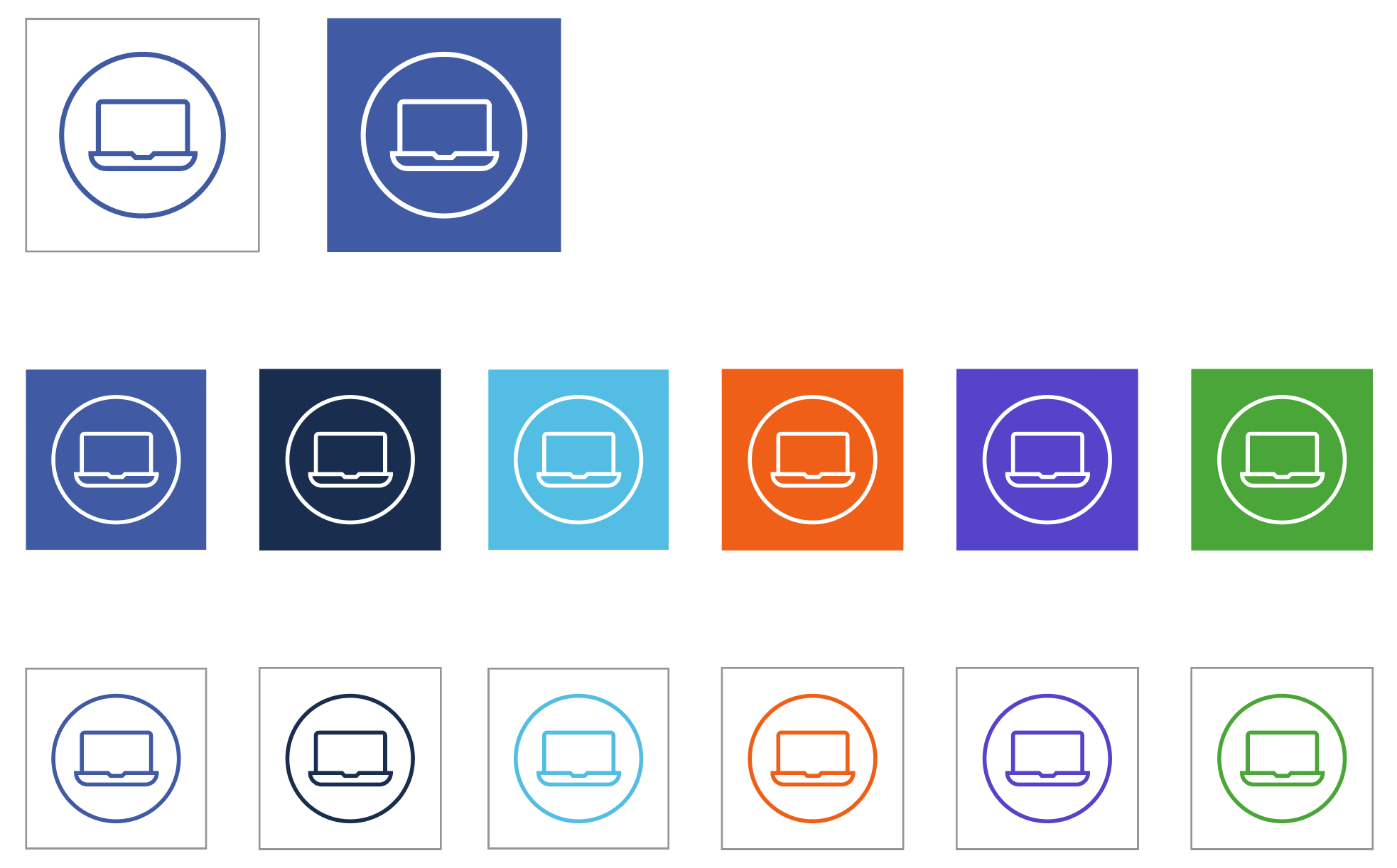 Laptop icon used with the various brand colors