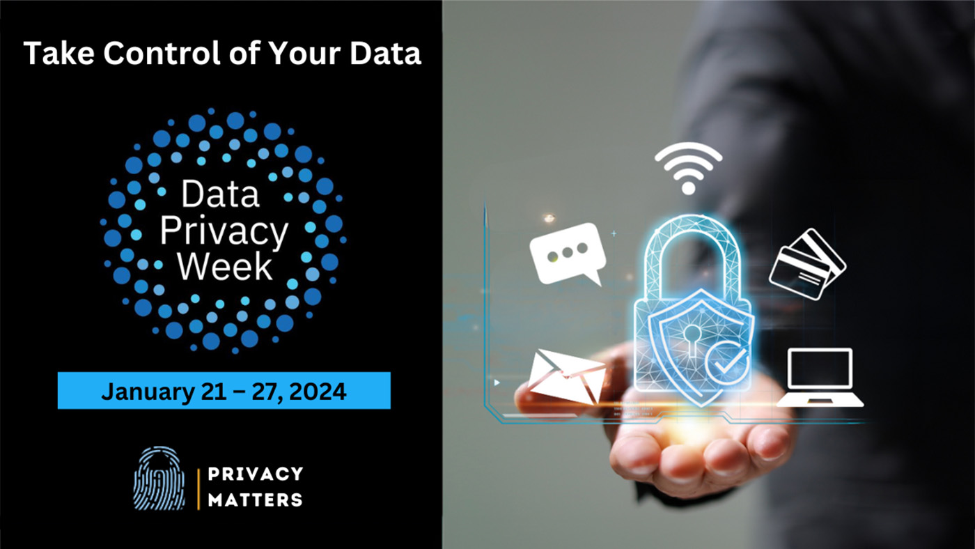 Privacy Matters - Take Control of Your Data, Data Privacy Week, January 21-27, 2024.